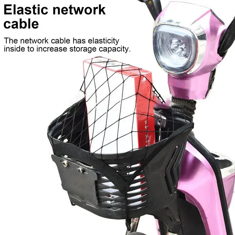 30x30cm Car Trunk Storage Net Bag With 4 Hooks Elastic Polyester Bungee Net Motorcycle Storage Helmet Tank Luggage Mesh Web