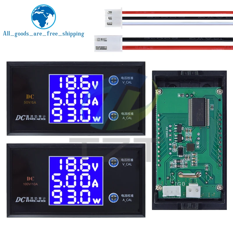 LCD Digital Voltmeter Amperemeter Wattmeter Spannungs-Strom-Leistungsmesser Volt-Detektor Tester Monitor DC 0 bis 100V 10A 1000W