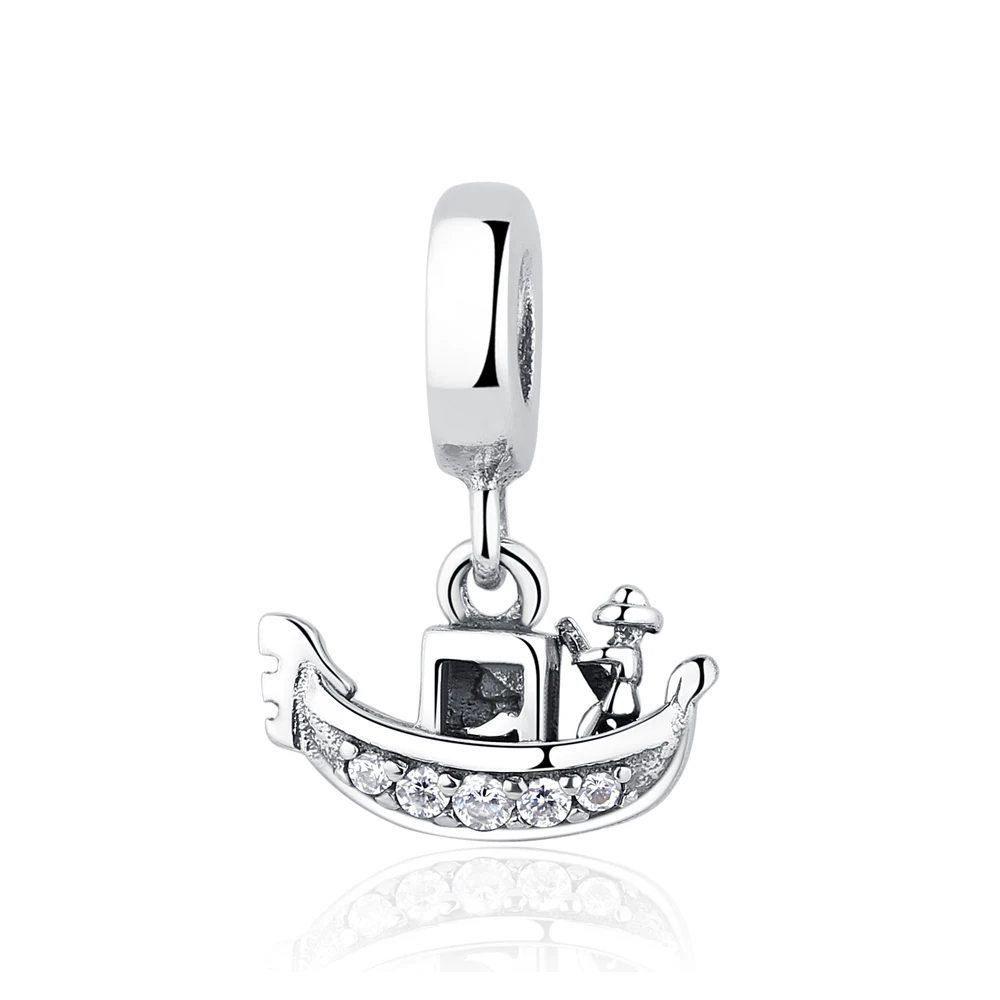 New Original 925 Sterling Silver Bead Paris Eiffel Tower Dangle Charm Travel Fit Pandora Bracelet Necklace DIY Women Jewelry
