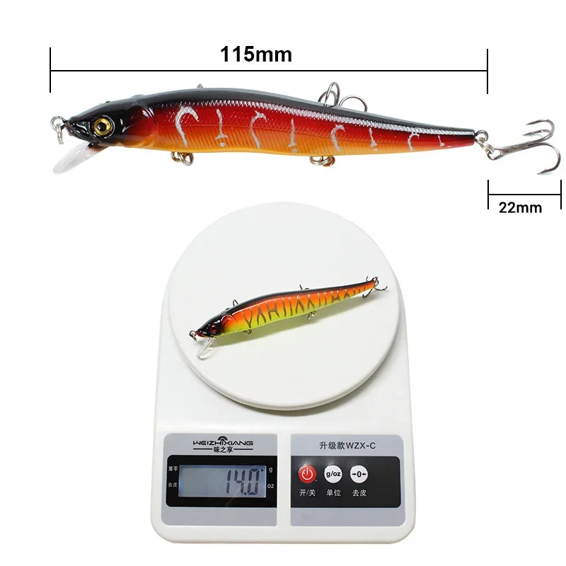 Fishing lure 1pcs 11.5cm/14g Minnow Crankbait Wobblers 3D Eyes Perch Artificial Bait Pike Carp Bait Swim Fishing