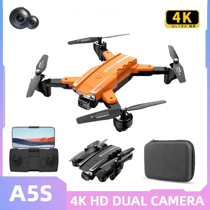 

New A5S Drone 4K Professional HD Dual Camera With Obstacle Avoidance 6K Holde Foldable Orange Black Quadcopter Toy Gifts