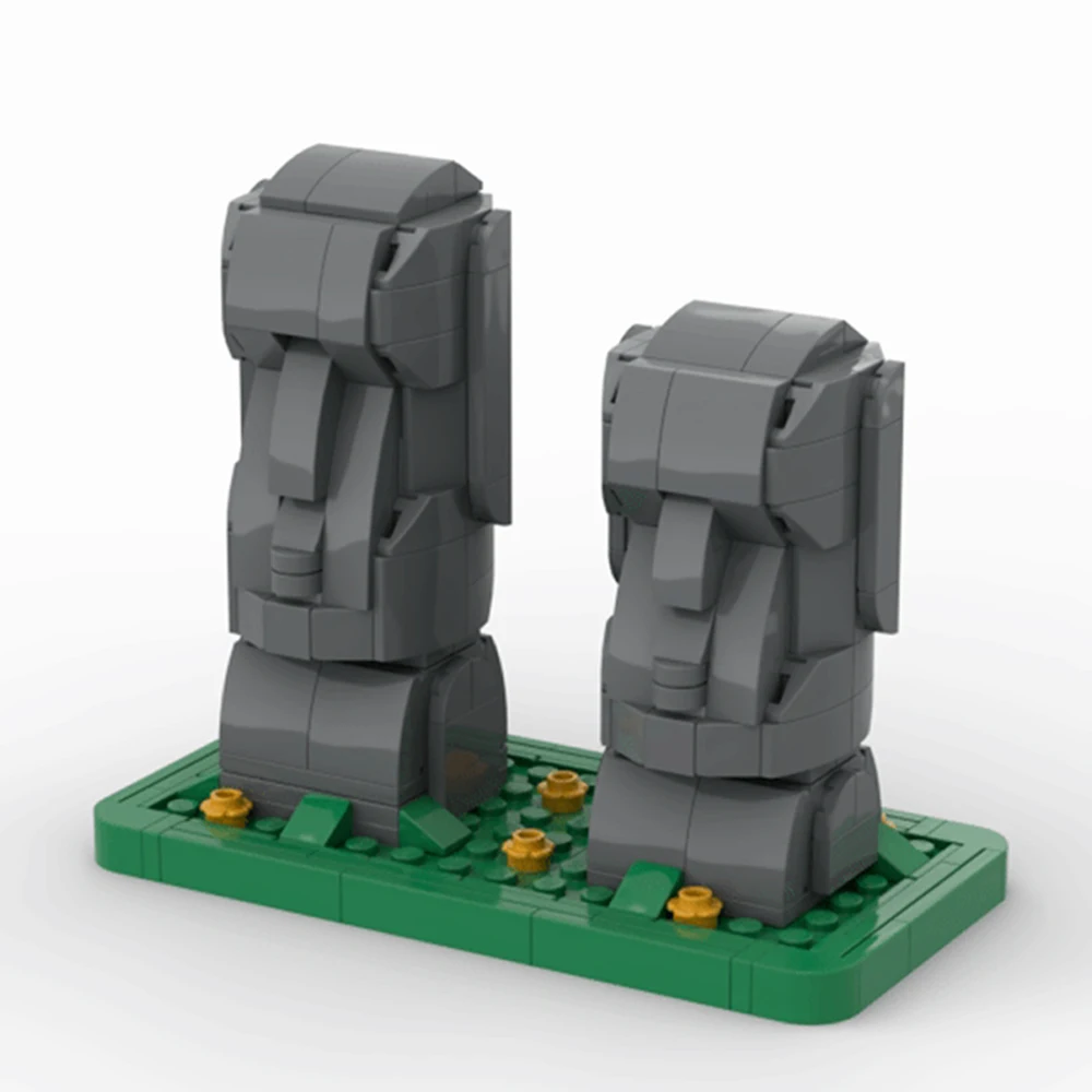 MOC The Statue Of Easter Island Model Moai Bricks Moai Landmark World Famous Architecture Building Block Kids Toy Birthday Gift