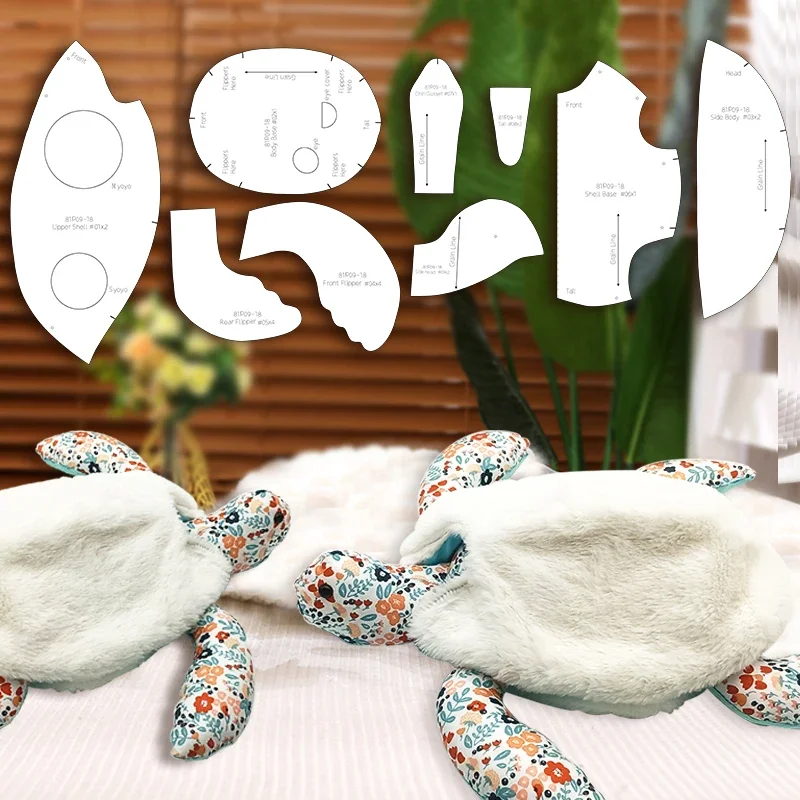 NUBECOM 9PCS Turtle Making Acrylic Template Handcraft Decor Turtle Sewing Tool Templates DIY Doll Quilting Handmade Stencils