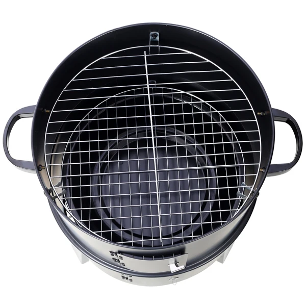 木炭烟熏烤架 木质烟熏烤架 户外烹饪 16 英寸垂直烟熏器 便携式烧烤架 适合露营，黑色-48