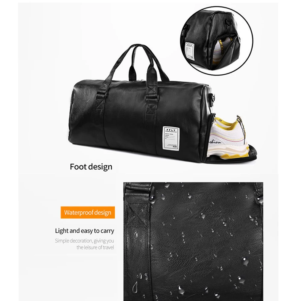 MARKROYAL PU Leather Travel Bag Independent Shoes Storage Big Fitness Bags Large Capacity Handbag Fashion Duffle Bag