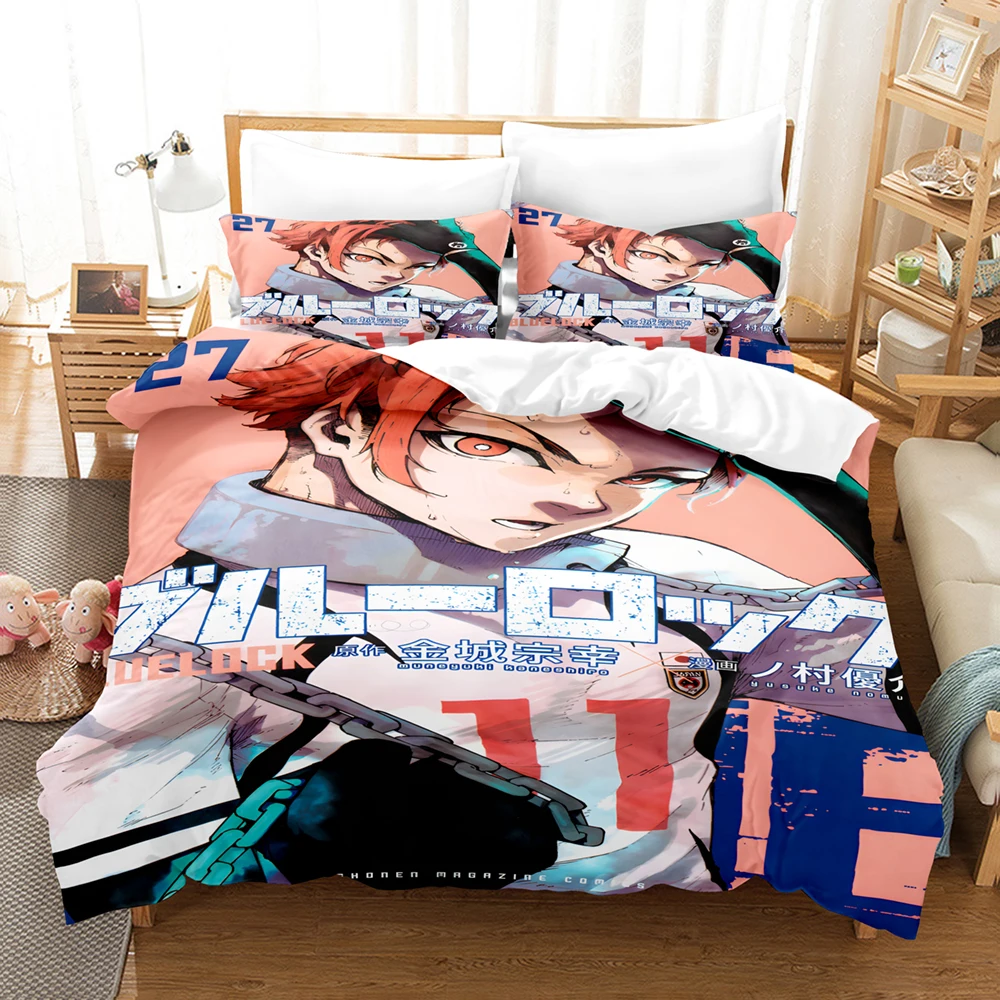 Blue Lock Bedding Set Hot Anime Duvet Cover Set with Pillowcases King Queen Twin Double Size Comforter Cover Set For Home Decor