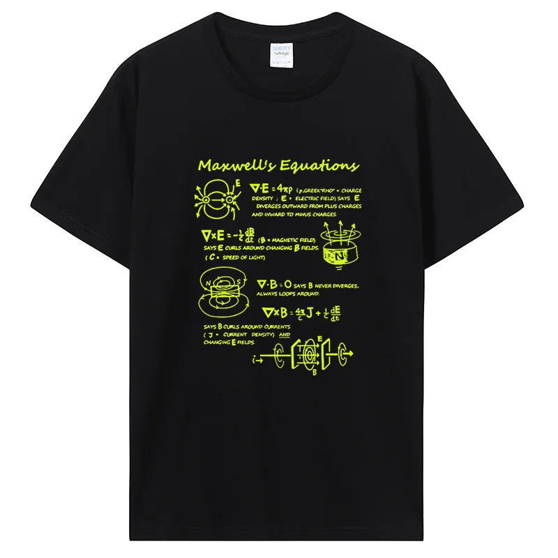 재미 있은 전자기 물리학 맥스웰 방정식 공식 T 셔츠 코튼 Tshirt 생일 선물 여름 스타일 T-셔츠 남성 의류