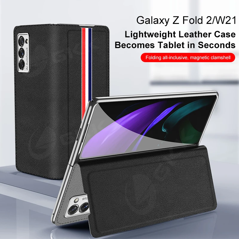 

Текстурный кожаный магнитный флип-чехол GKK для Samsung Galaxy Fold 2 5G, защитный чехол в комплекте для Samsung Galaxy Fold 2, чехол
