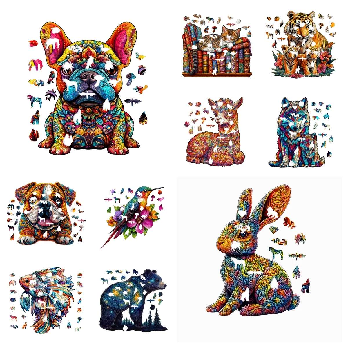 Fish Rabbit Bear Bird Dog Animal Wooden Puzzle Adolescent Adult Stress Relief Toys Irregular Animal Shapes Holiday Birthday Gift jigsaw puzzles wooden jigsaw puzzles wooden puzzle toys educational puzzles mini jigsaw puzzle