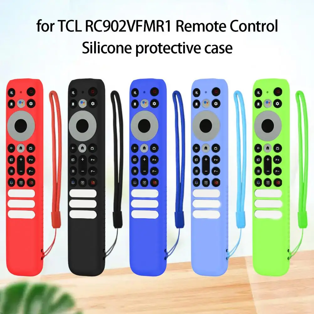 

1 Set Remote Control Protector Anti-slip Texture With Lanyard Full Coverage Shockproof Protective Case Box For TCL RC902V FMR1