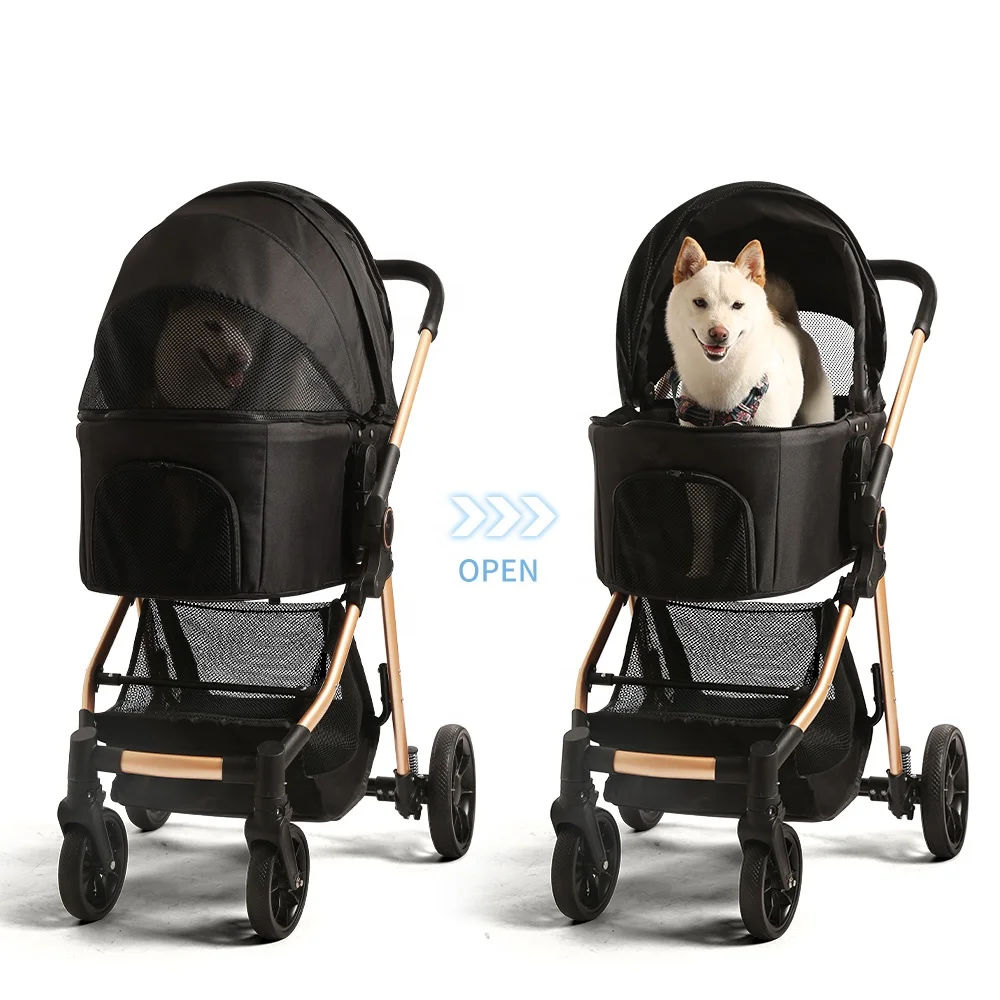 

Pet Convenient Stroller Cat Dog Easy to Walk Carry Folding Travel Carrier Black Pet Carrier