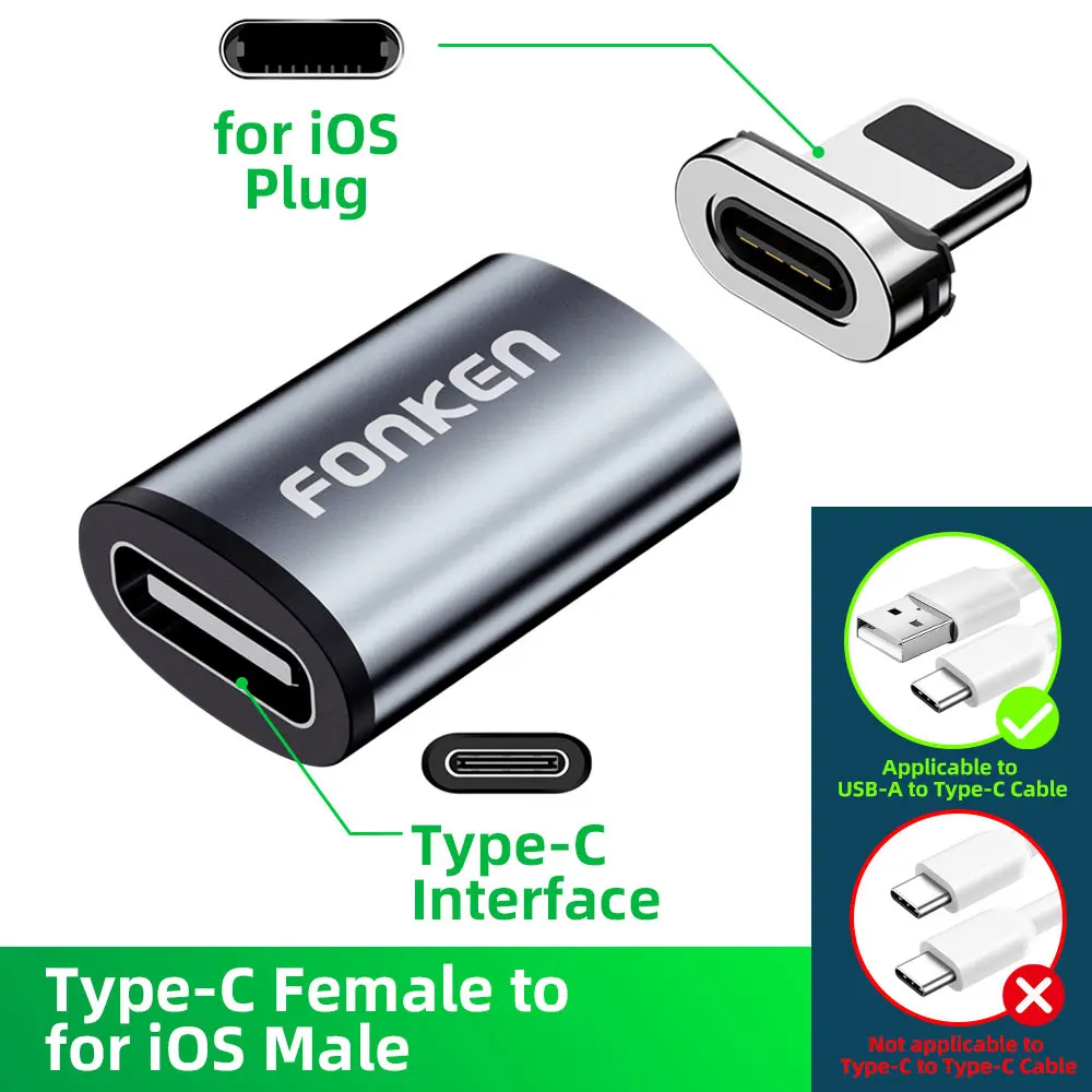 Magnetic USB-C Charging Adapter with 3-in-1 Connector Compatibility