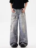 2024 Ropa Y2K Streetwear 3D Graphic Print Baggy Jeans Pants For Men 90S Vintage Clothes Straight Gothic Punk Old Denim Trousers 1