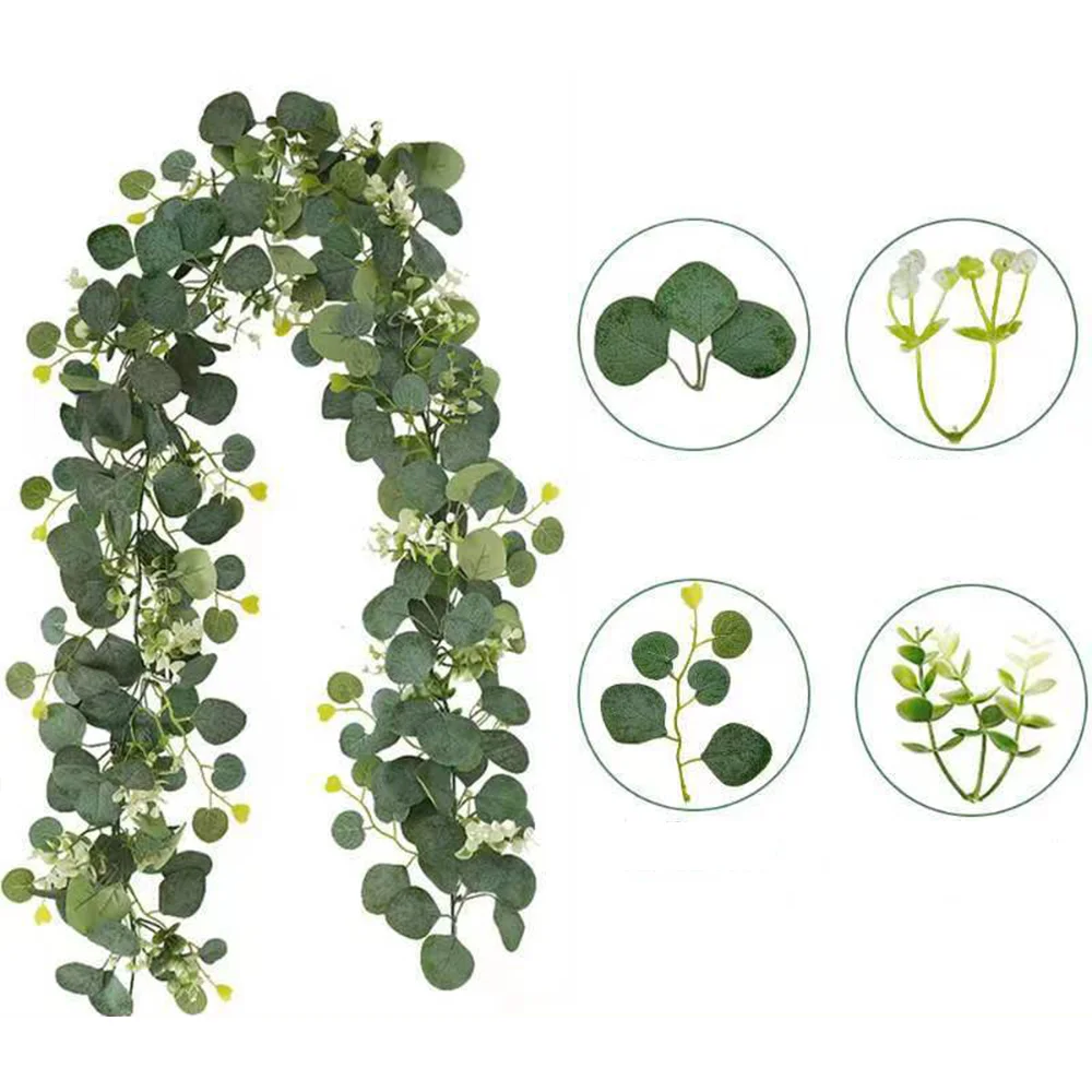 1.8 متر الزهور الاصطناعية الأوكالبتوس جارلاند الخض...