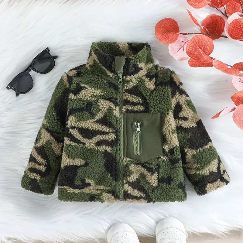

2023 New Arrivals Spring Autumn Children Long Sleeve Camouflage Green Child Boys Clothes Overcoat 3M-3T