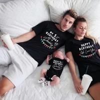 My 1st Birthday As a Daddy Family Matching Shirts Cotton Dad Mom Tshirts Baby Rompers Funny Daddy's Birthday Party Gifts Outfits 1