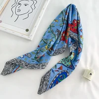 90*90Cm Square Scarf Twill Silk Feeling Women Head Shawls and Wraps Luxury Hair Tree Print Neck Scarves Hijab Bandana Pashmina - Image 5