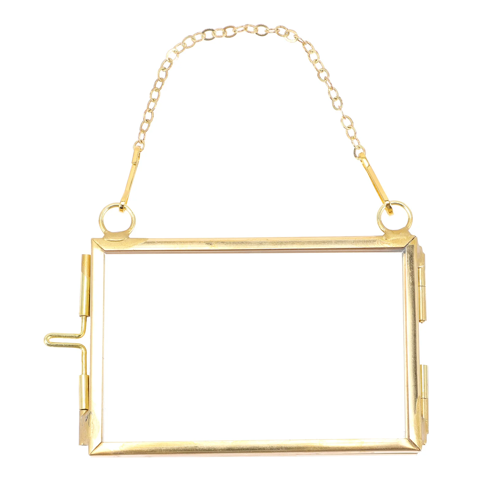 

2 Pcs Metal Mini Photo Frame Hanging Picture Frames Dry Flowers for Decoration Golden Decorate