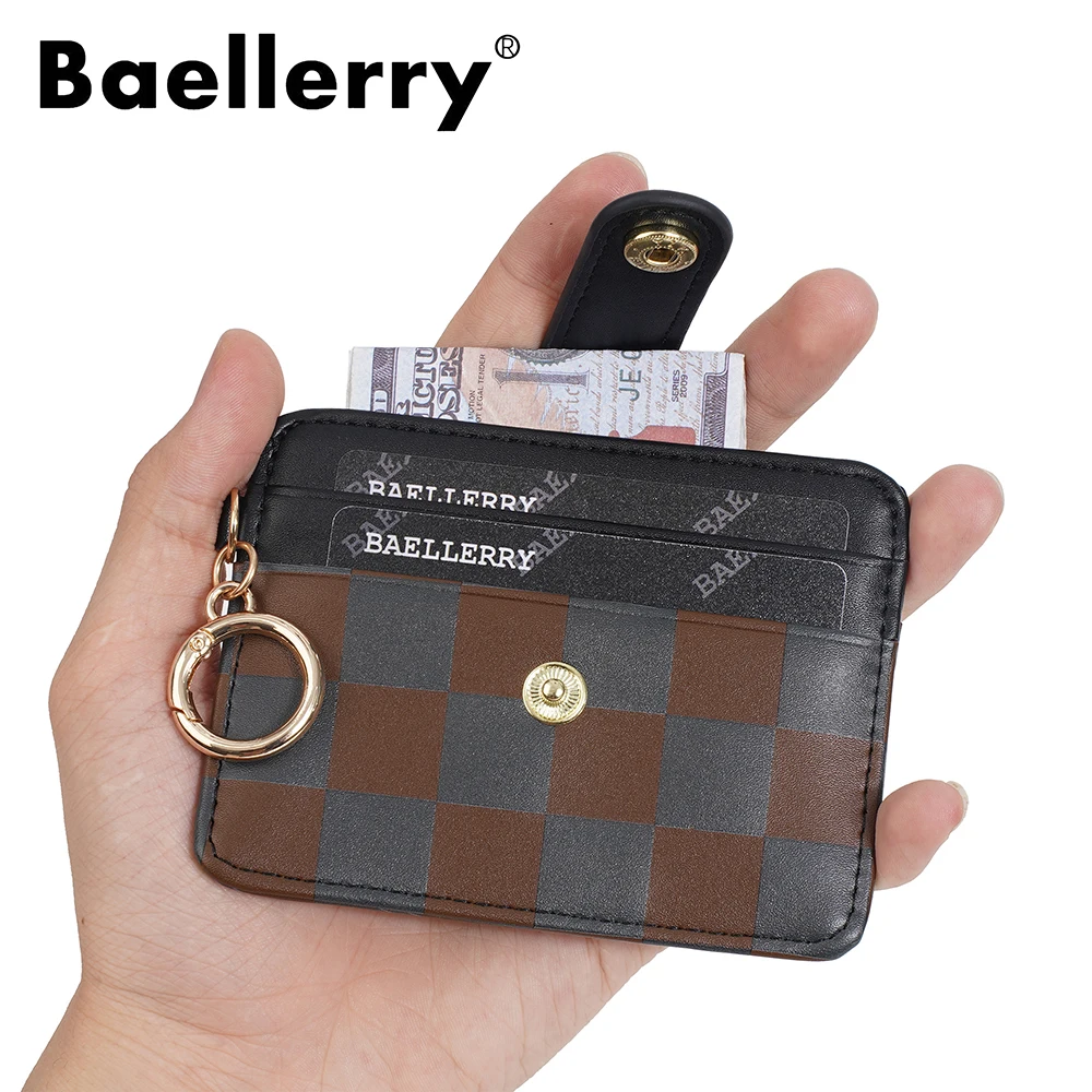 Baellerry Patterned Card Holder for Men, Multi Card Wallet with Id Window & Coin Pocket, Stylish Geometric RFID Blocking Metal M