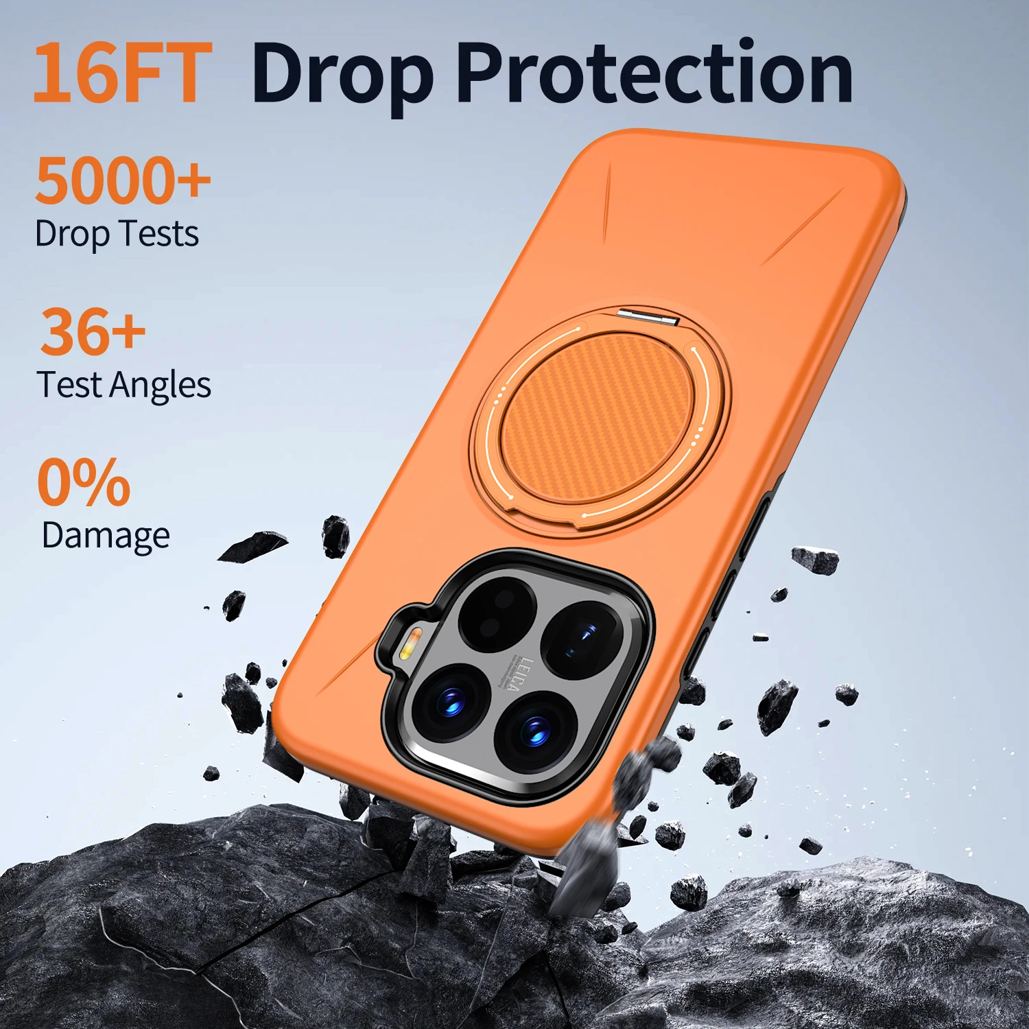 Rotating Magnetic Bracket Shockproof Phone Case - TPU Frame & Hard Plastic Protective Back Cover