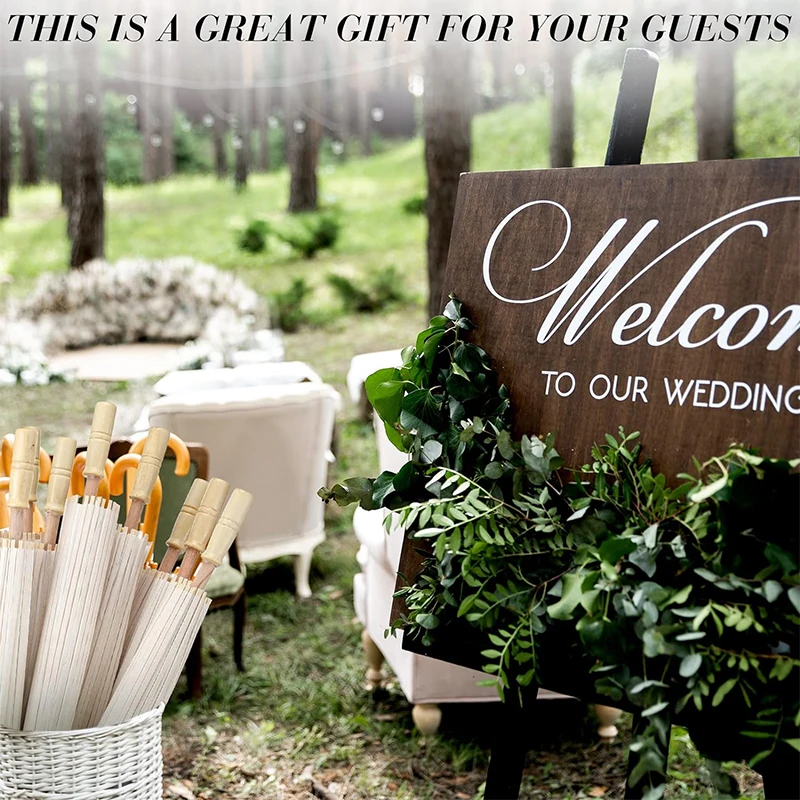 84/60CM White Paper Parasol Umbrella for Wedding, Party Favor DIY Bamboo Umbrellas, for Bridal Shower Centerpieces, Photo Props 4