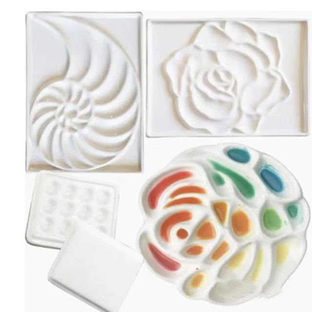 Creative Mark Glazed Flower Porcelain Paint Palette Tray for Watercolor,  Gouache, Color-Mixing - White 4 inch Diameter 1 Pack Flower Palette