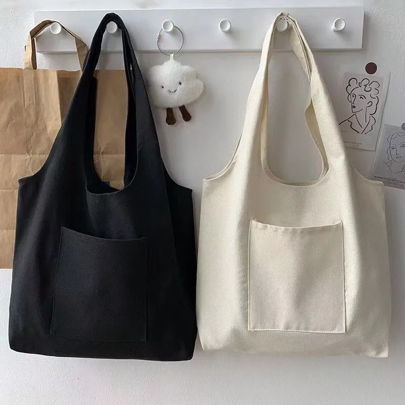 Shopping Bags Solid Color Canvas Tote Bag Shoulder Bags Fashion Casual Garden Eco Friendly Reusable Cute School Tote Tote Bags Canvas Bags Canvas Bag Shopping Bag