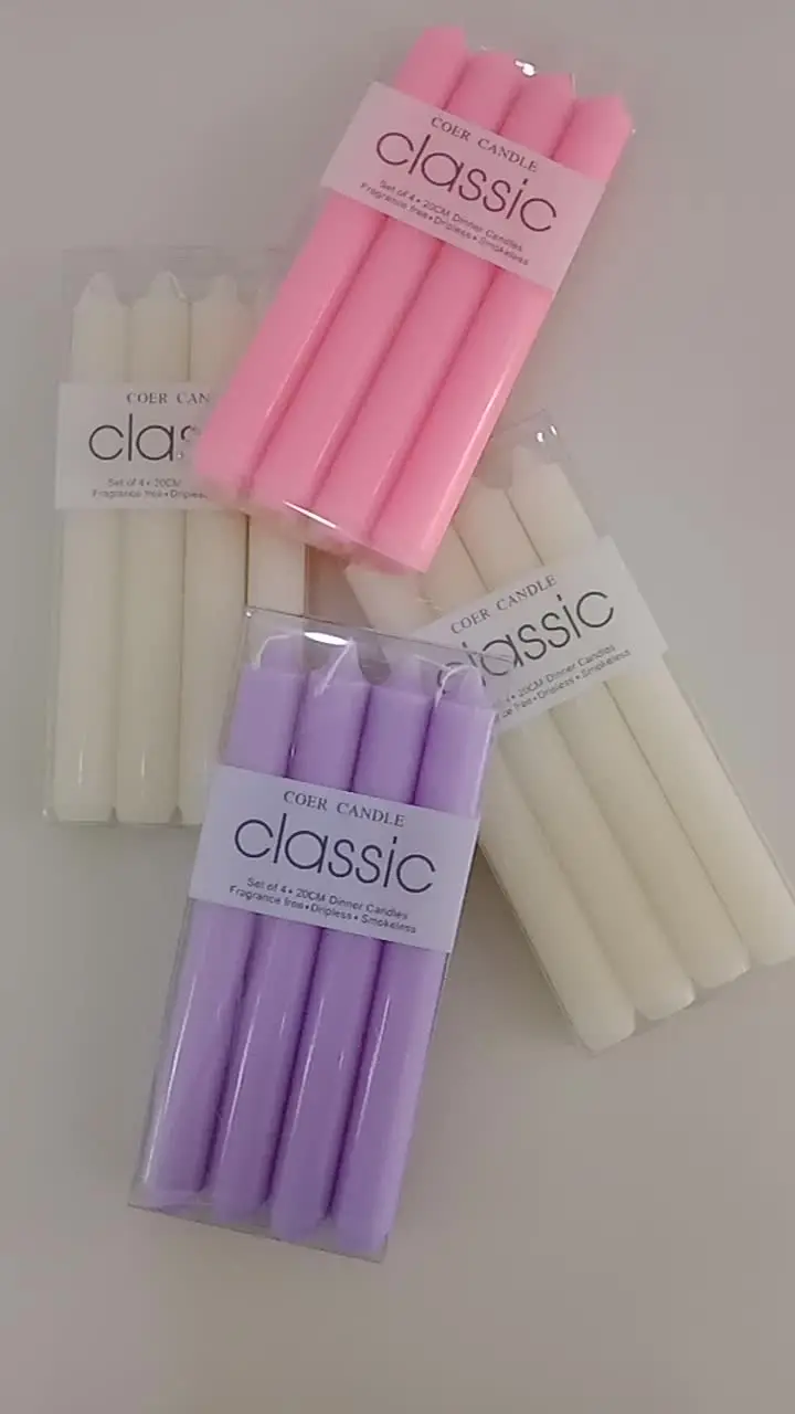 Candele Coniche Rosa Baby 25,4 Cm - Confezione Da 10 - Inodore, Antigoccia, Senza Fumo, Per Matrimoni