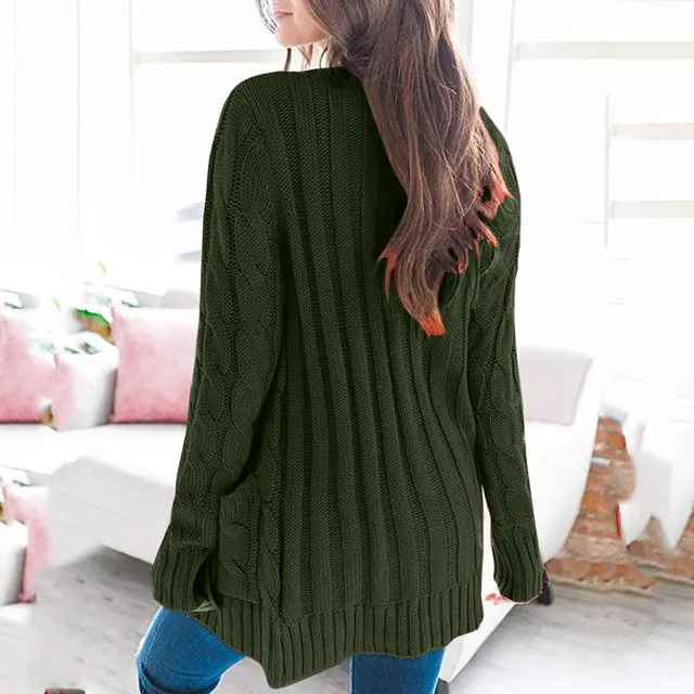 Autumn And Winter Sweaters Womens Open Long Sleeve Knit Boho Patchwork Coat Cardigan Pockets Open Front Cardigan For Ladies 6