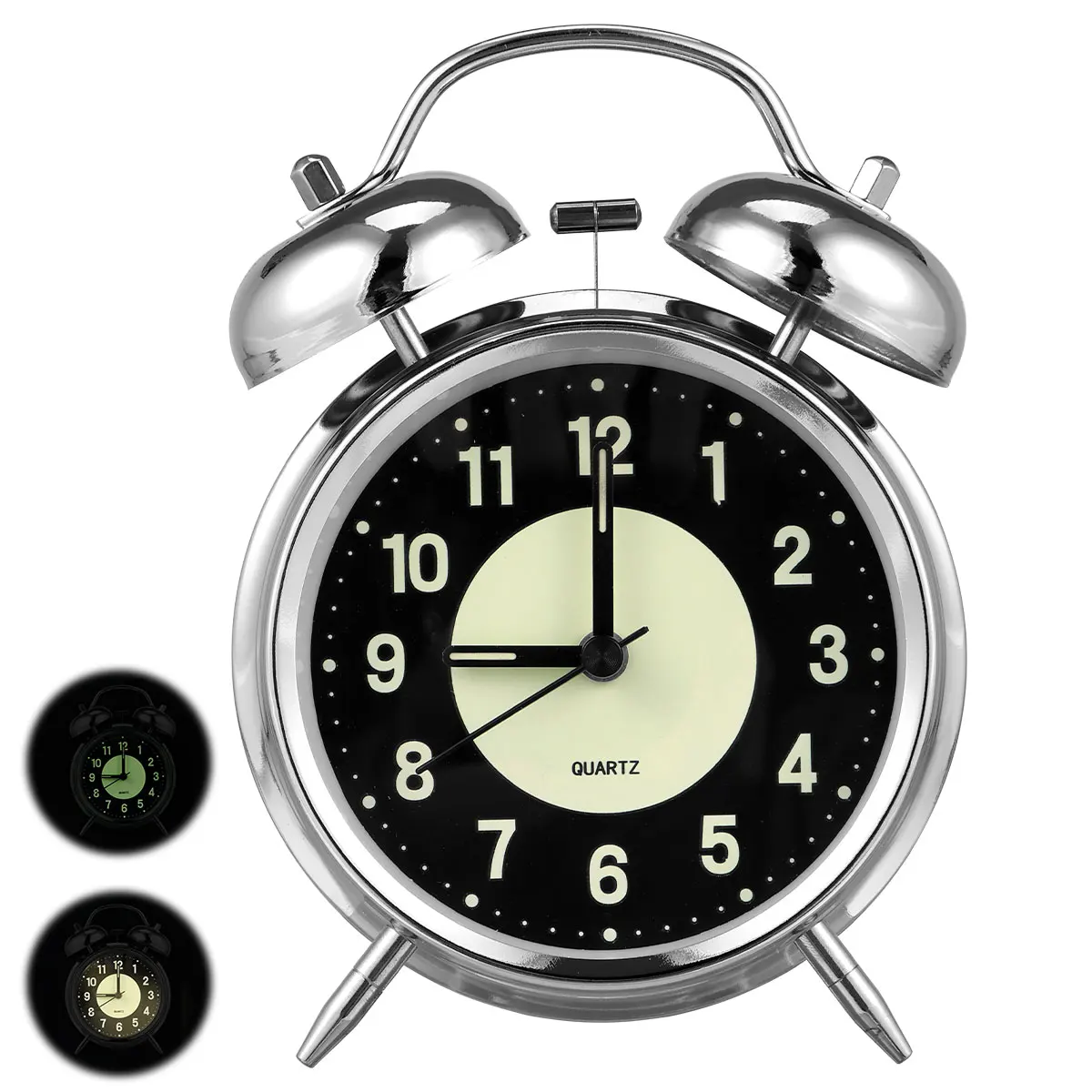 Sleek Metal Double Bell LED Alarm Clock