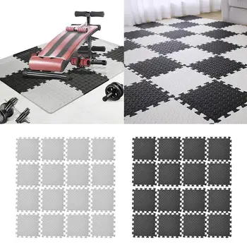 16pcs Floor Mat Exercise Gym Rubber Flooring Tiles Garage Home Fitness Yoga Puzzle Workout Mat Set Kids Training Squares Carpet 6