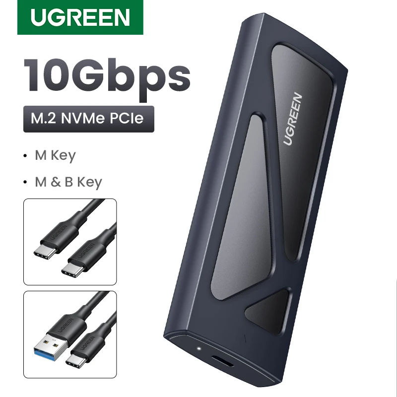 Ugreen M.2 Nvme Ssd Case Adaptador 10gbps Usb c 3.2 Gen2 Ferramenta-livre Externo Gabinete Leitor Nvme Suporta m e b & m Chaves