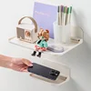 Foldable Wall Shelf Punch-Free Wall-mounted Plastic Floating Shelf Household Bathroom Toilet Towel Clothes Storage Rack 1
