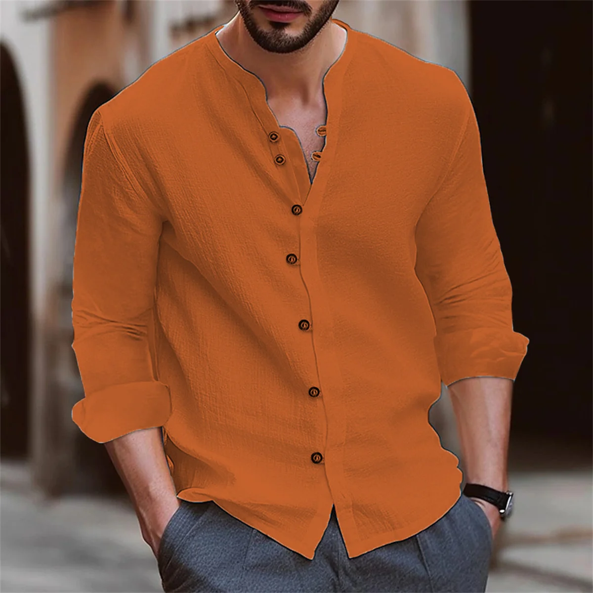 Camicie casual da uomo a maniche lunghe Colletto alla