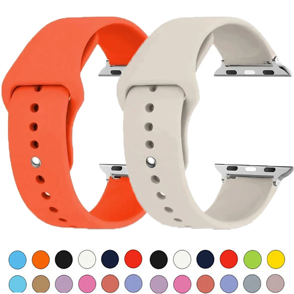 

Ремешок силиконовый для Apple Watch, спортивный браслет для iwatch series 8 7 6 5 4 3 SE 9 Ultra 2 49 мм 44 мм 45 мм 40 мм 41 мм 42-38 мм 45 мм
