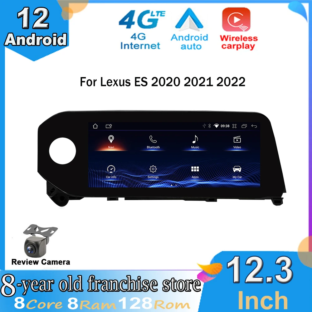 

12.3 Inch Android 12 For Lexus ES 2020 2021 2022 Car Radio Multimedia Player GPS Navigation Auto CarPlay Video Screen 4G+WiFi BT