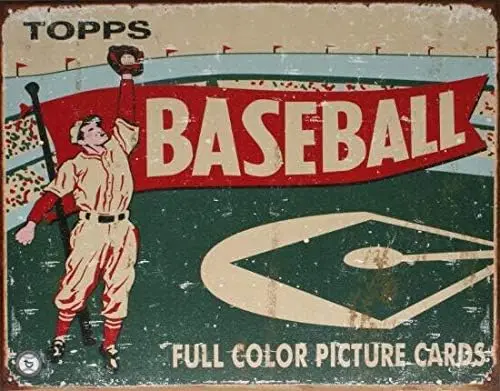 Segni In Metallo Da Bar 12 "X 8" Topps Baseball 1954 Targa In Latta Novità Decorazioni Vintage Uniche Piatto Rustico Decorazione Da Parete Arte