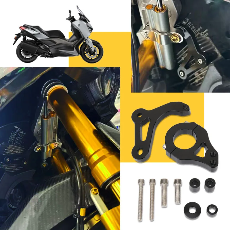 

For YAMAHA XMAX300 X-MAX300 XMAX 300 Motorcycle Accessories CNC Aluminum Alloy Adjustable Steering Damper Stabilizer Mounting