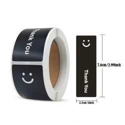Charming Smiling Face Thank You Gift Seal Stickers (1roll - black)