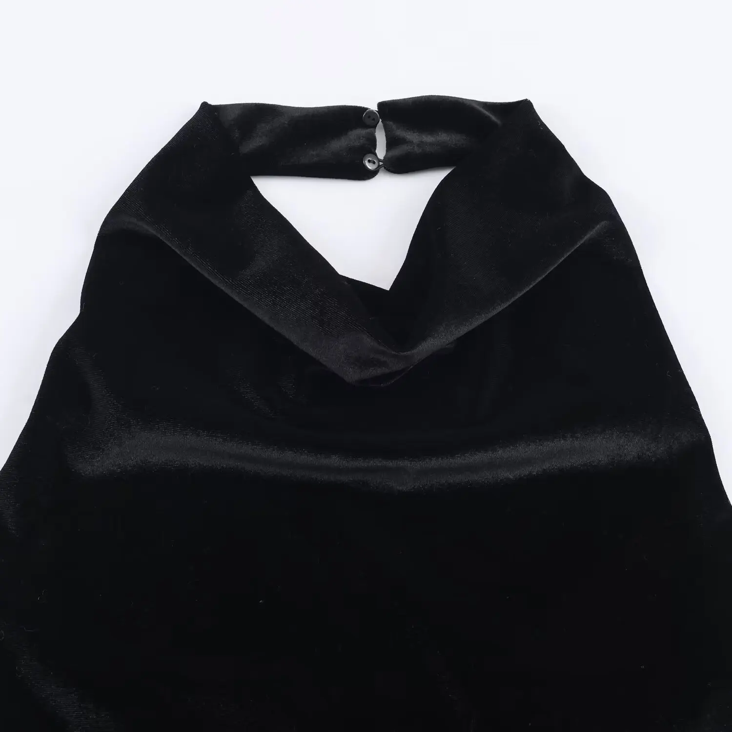 HH Frau Frühjahr Neue Neckholder Sexy Backless Ärmellose Falten Spitze Dekoration Samt Kleid Weibliche Mode Elegante Bankett Kleid – Detail 4