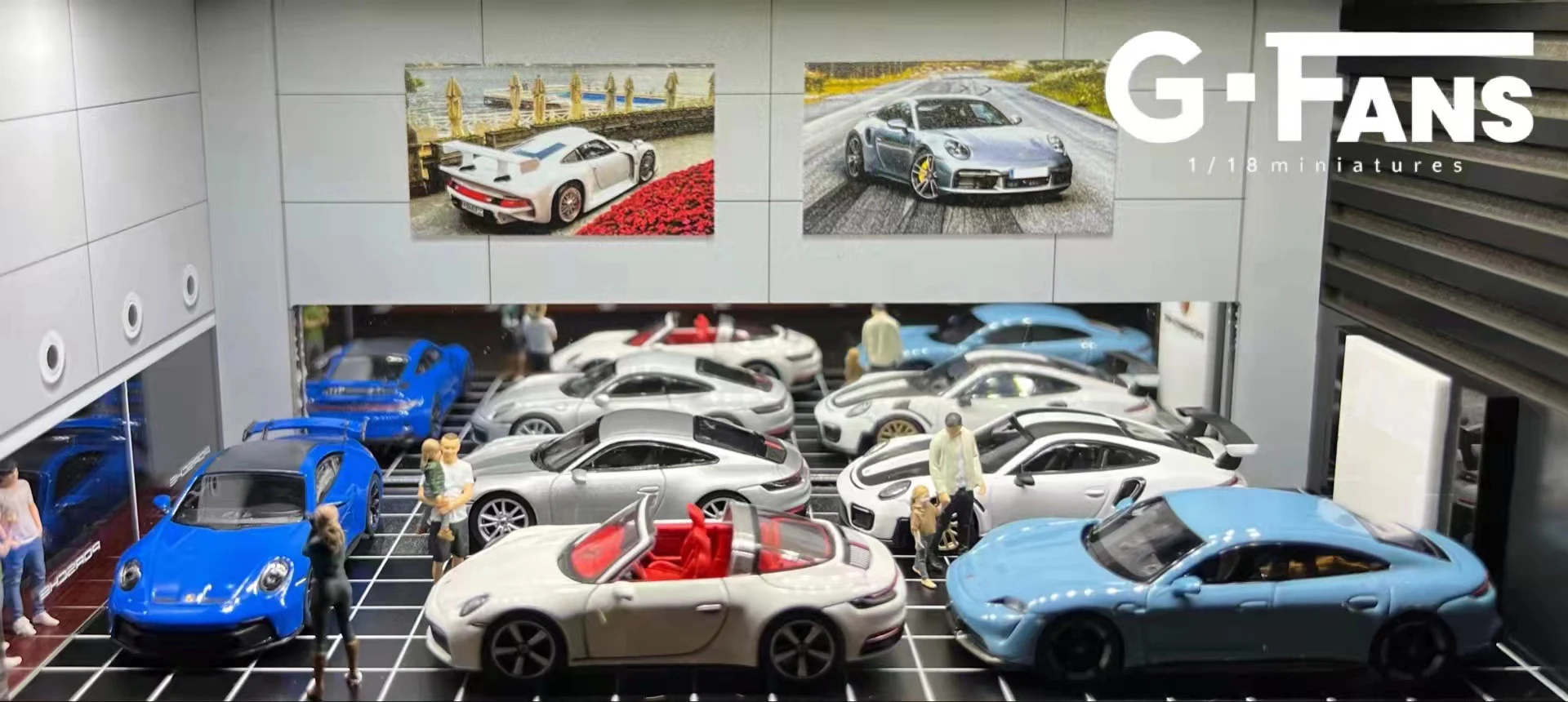 1:64 G Fans Car Dioramas Parking Lot Led Lights Vehicle Display Collection Display Usb Connector Car Store Models 5