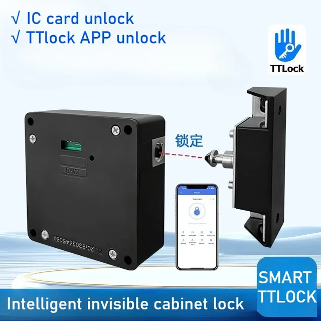 TTlock Smart Drawer Lock 13.56Mhz IC Card Sense Cabinet Lock Smart APP Unlock Invisible Electronic Lock Cabinet Drawer Locker 2