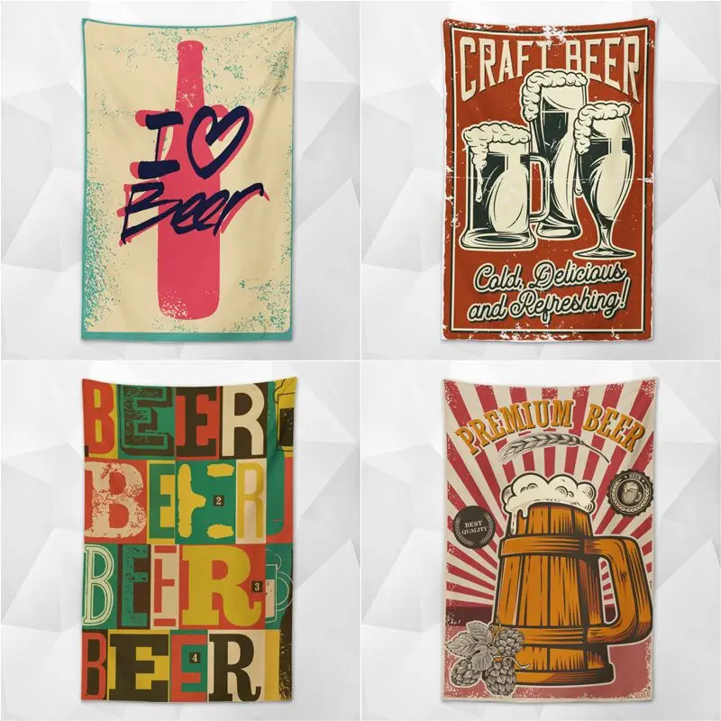 Vintage Bar Wall Tapestry Time To Drink Arazzo Estetico Home Decor Bar Ristorante Outdoor Living Room Wall Hanging 150X200 Cm