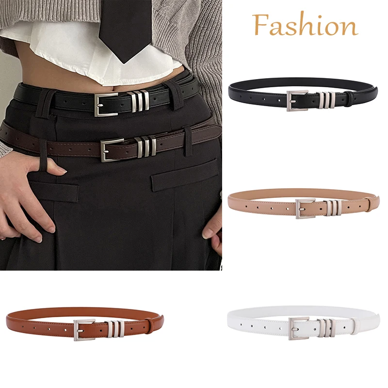 

2024 Skinny Belts for Women Fashion,Alloy Buckle Thin Belts for Jeans Dress Coat,Adjustable Leather Slim Thin Waist Belt