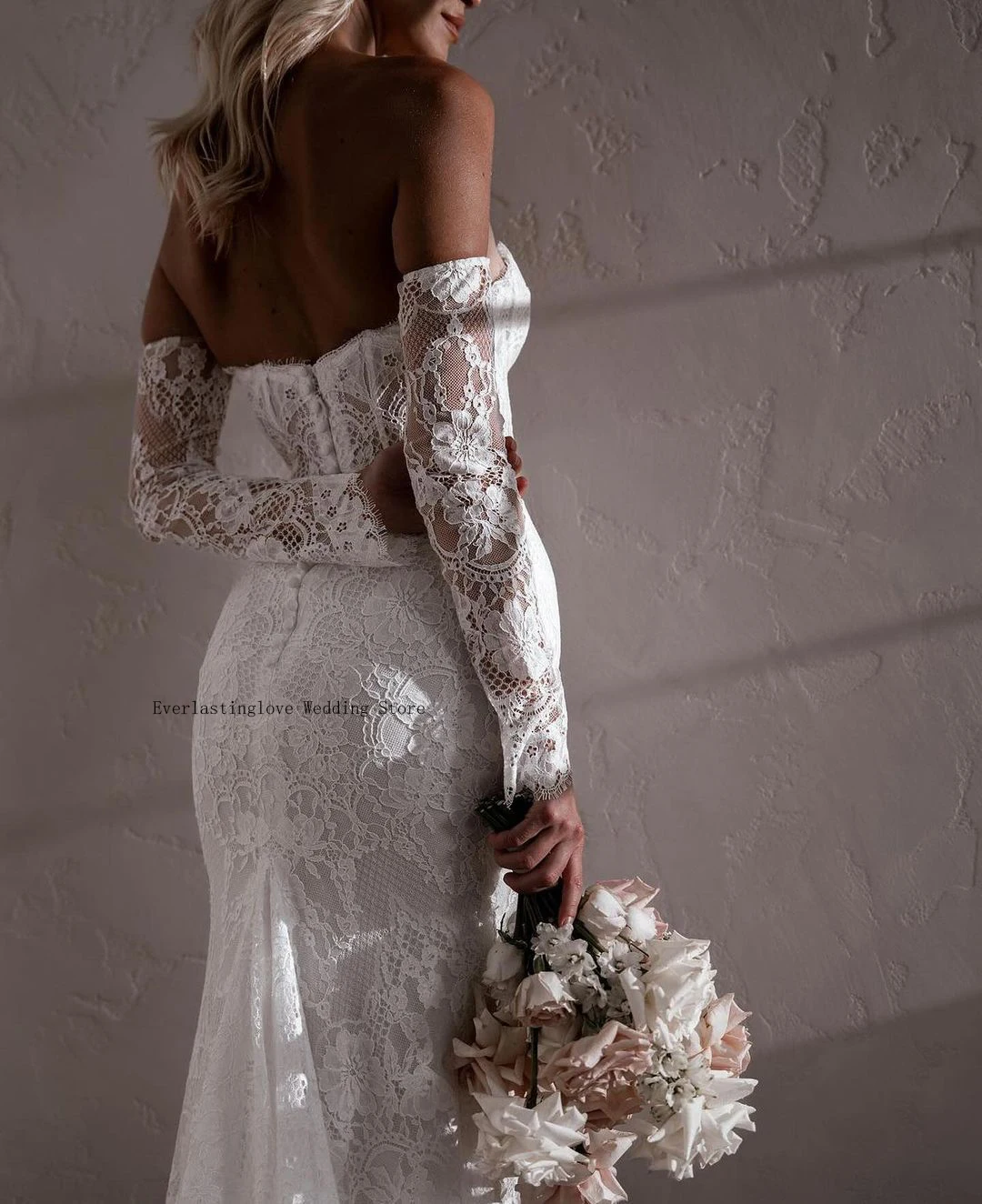Charming Removeable Sleeves Sweethart Full Lace Mermaid Wedding Dresses Sweep Trian Custom Made Bridal Grown Vestido De Noival