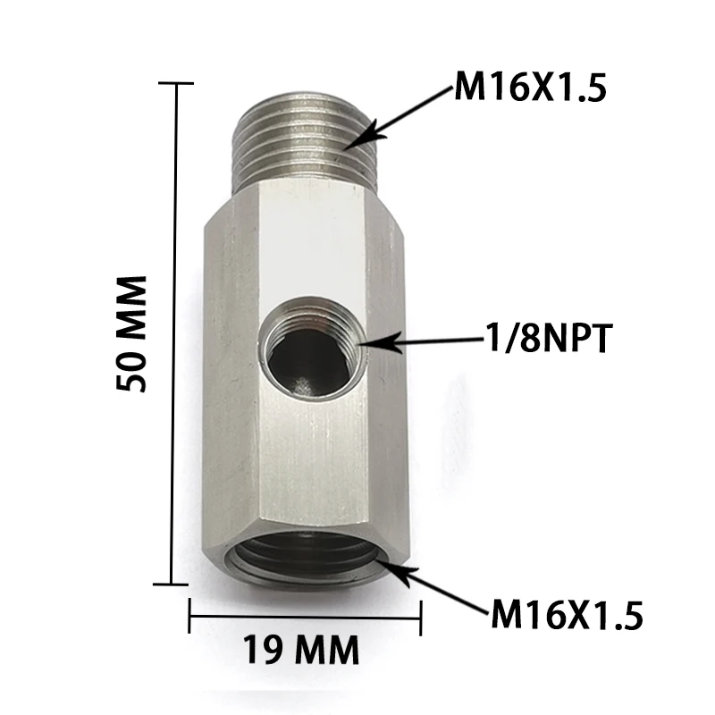 NPT Oil Pressure Sensor Tee 1/8-NPT Adapter Turbo Supply Feed Line Gauge M16X1.5 4