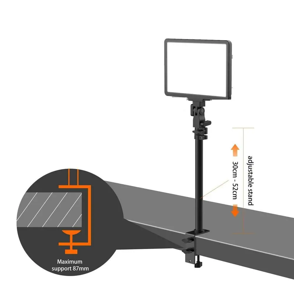Extend C Tripod Clamp 30-52cm Desk Light Stand Holder with 1/4" Screw Mount for