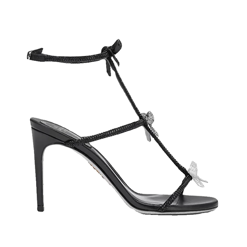 New round head elegant rhinestone bow, luxurious rhinestone, sexy slim heels, high heels, sandals for women