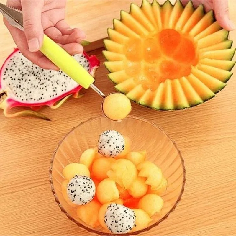 Creative Fruit Carving Knife Watermelon Baller Ice Cream Dig Ball Scoop Spoon Baller Diy Assorted Cold Dishes Tool 1PC melon baller melon scoop ice cream spoon