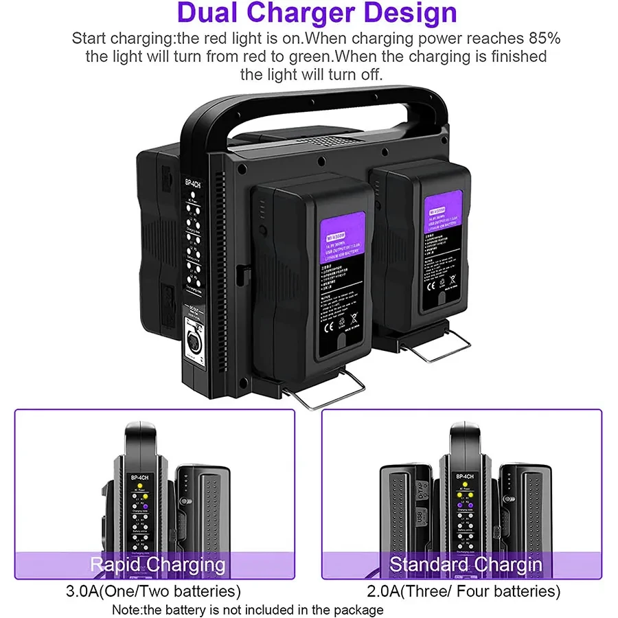 Rotolight 4 Channel V Lock Charger with A/C Adapter and XLR Cable - Black